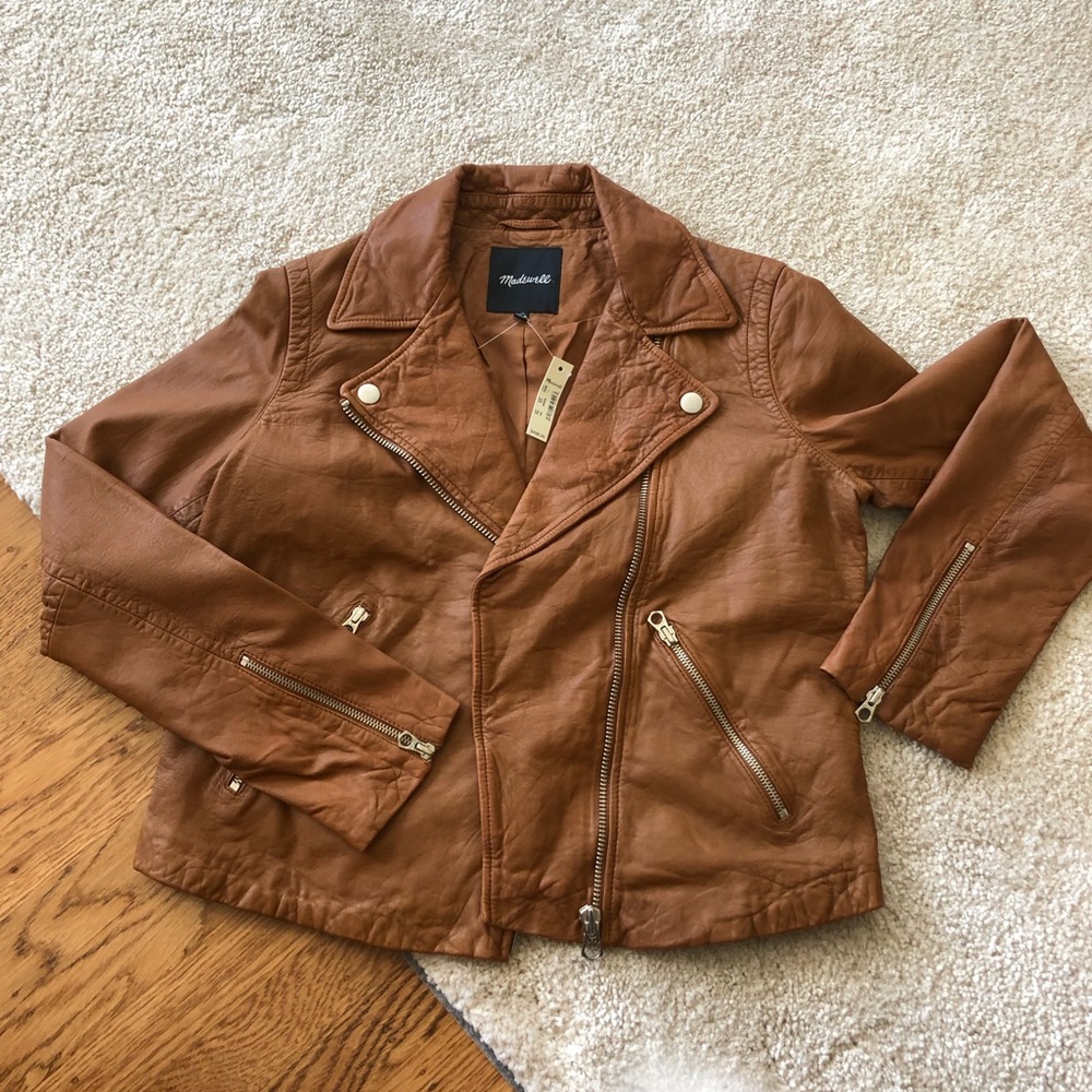 Madewell Washed Leather Moto Jacket - Burnt Sienna